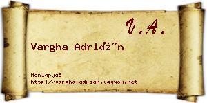 Vargha Adrián névjegykártya